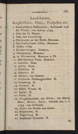 235-238, Landcharten, Kupferstiche, Plane, Prospekte tec.