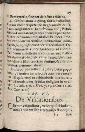Cap. VI. De Visitationibus