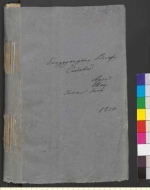 Alter Umschlag "Eingegangene Briefe Carlsbad. April May Jena Juni 1820."