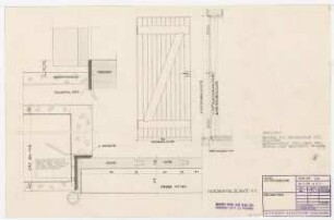 Wohnhaus Mildenberger, Hochberg: Kellertür: Ansicht, Schnitte 1:10, Details 1:1
