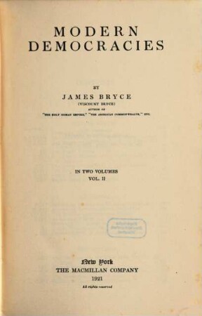 Modern democracies : in two volumes, 2