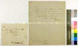 Dankesbrief der Auguste Fürstin von Liegnitz an den Schriftsteller Karl Friedrich Müchler betreffend das Gedicht "Preußens National Farbe", mit Umschlag