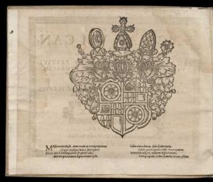 Wappen des Erzbischofs zu Mainz, Johannes Schweikard, sowie zwei vierzeilige Verse