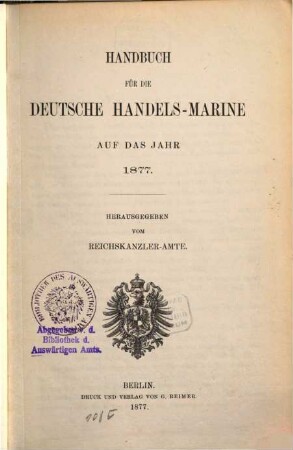 Handbuch für die deutsche Handelsmarine, 1877