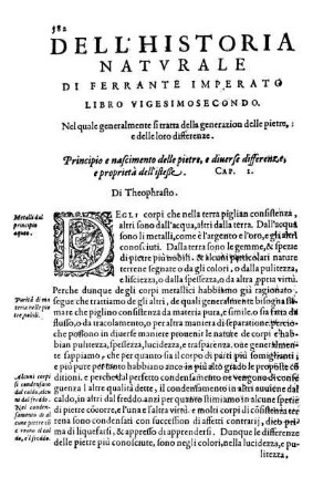 Libro Vigesimosecondo. Ne quale generalmente si tratta della generazion delle pietre e delle loro differenze