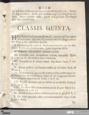 Classis Quinta.