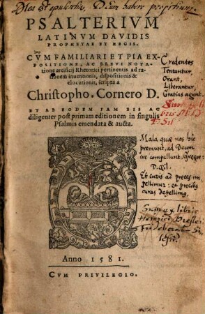 Psalterium Latinum Davidis prophetae et regis