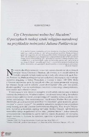 69: Czy Chrystusowi wolno być Hucułem? : o początkach ruskiej sztuki religijno-narodowej na przykładzie twórczości Juliana Pańkiewicza =