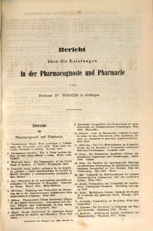Canstatt's Jahresbericht über die Fortschritte in der Pharmacie und verwandten Wissenschaften in allen Ländern. 1858 (1859), 1 = NF, Bd. 8