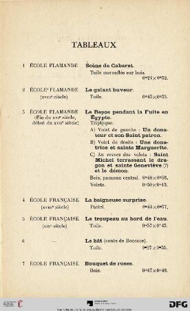 Tableaux (Nr. 1-11)