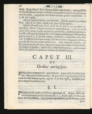 Capt III. De Ordine utriusque