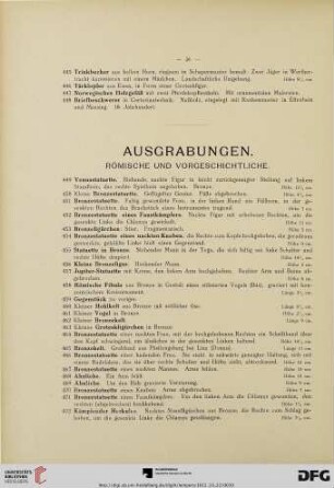 Ausgrabungen. Römische und Vorgeschichtliche (Nr. 449- 501)