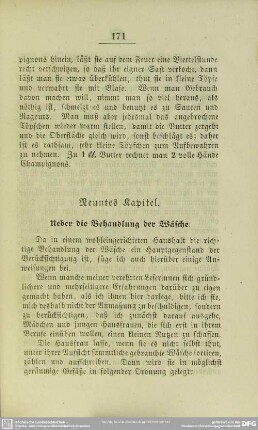 Neuntes Kapitel. Ueber die Behandlung der Wäsche