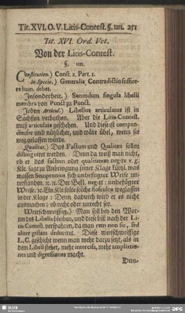 Tit. XVI. Ord. Vet. Von der Litis-Contest.
