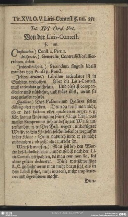Tit. XVI. Ord. Vet. Von der Litis-Contest.