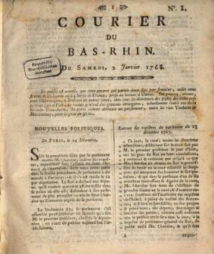 Courier du Bas-Rhin. 1768