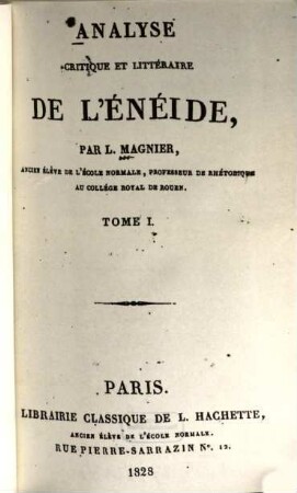 Analyse critique et littéraire de l'Énéïde, 1 (1828)