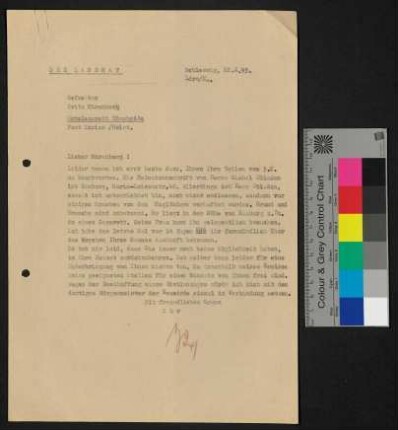 2 Briefe.- Bittbrief des Gefreiten Fritz Ehrenberg an Admiral Rogge.- Antwortschreiben Admiral Rogges - Dokumente unmittelbar nach dem 2. Weltkrieg, u.a. Entnazifizierungsverfahren