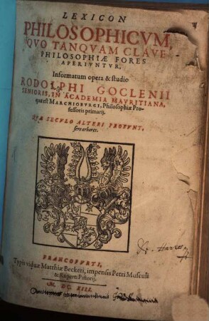 Lexicon Philosophicvm : Qvo Tanqvam Clave Philosophiae Fores Aperivntvr