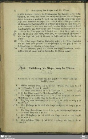 XX. Ausdehnung der Körper durch die Wärme