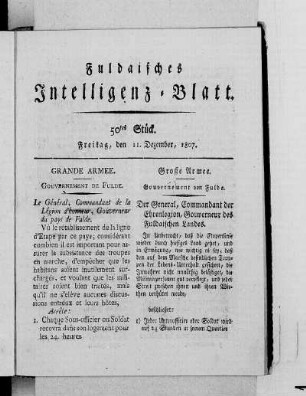 50tes Stück, Ausgabe vom 11. Dezember, 1807