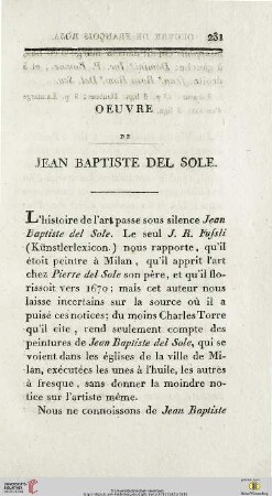 Oeuvre de Jean Baptiste del Sole