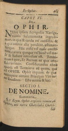Caput VI. De Ophir.