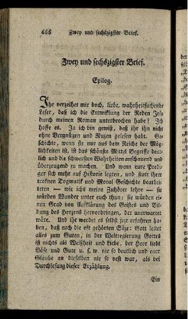 Zwey und sechszigster Brief. Epilog.