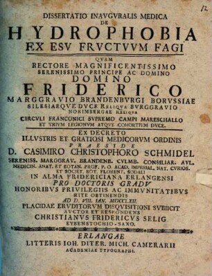 Dissertatio inauguralis de hydrophobia ex esu fructuum fagi