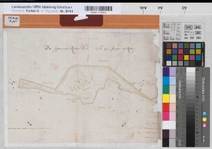 Isselhorst (Gütersloh) Vermessung und Teilung der Röher Heide ca 1775 100 rh. Ruten = 6,3 cm 30 x 48 kol. Zeichnung Lüders Spez.Verz. Markenkarten XI Nr. 27