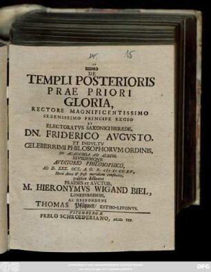 De Templi Posterioris Prae Priori Gloria
