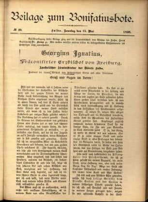 Zweite Ausgabe vom Sonntag, den 15. Mai 1898.
