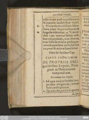Caput Undecimum. De Propriis Obligationibus Regum, Principum ac Dominorum temporalium.