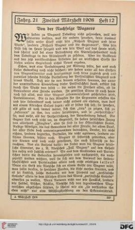 Von der Nachfolge Wagners