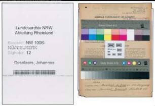Entnazifizierung Johannes Deselaers , geb. 02.02.1885 (Landwirt)
