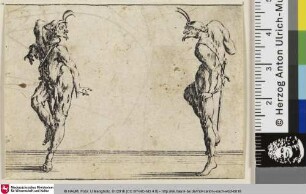 [Zwei tanzende Hanswurste; 2e planche, mesurée sur le trait carré (78 sur 51)]