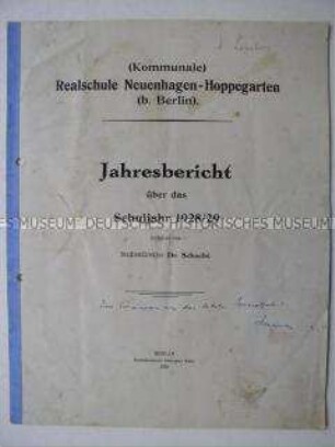 Sonderdruck mit dem Jahresbericht der Realschule Neuenhagen-Hoppegarten