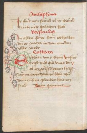 Fleuronnée-Initiale E (mit ergänzten Rankenausläufern, Federzeichnung)