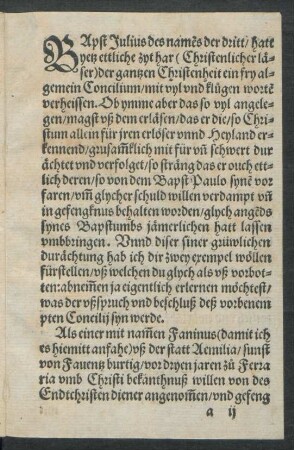 Bapst Julius des namens der dritt/ hatt yetz ettliche zyt har ...