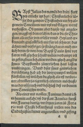 Bapst Julius des namens der dritt/ hatt yetz ettliche zyt har ...