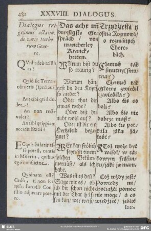 Dialogus trigesimus octavus de vario Morborum Genere