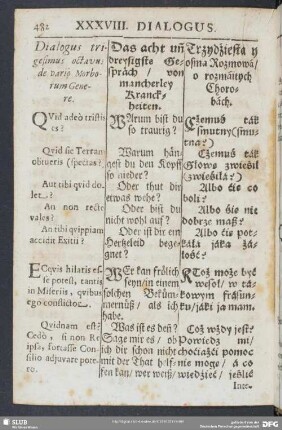 Dialogus trigesimus octavus de vario Morborum Genere