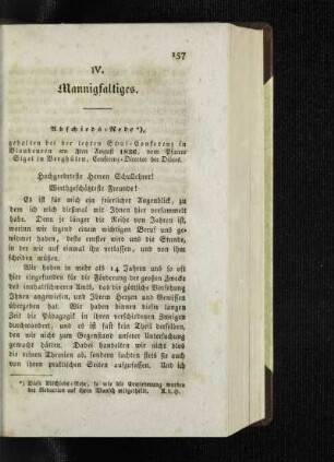 Abschieds-Rede : [Mannigfaltiges]