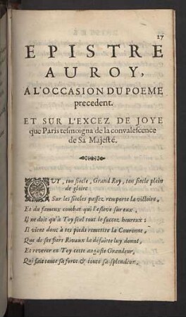 Epistre au Roy.