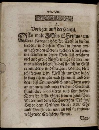 Vorsegen auff der Cantzel; Vorrede; Leich-Text; Eingang zu Predigt; Vortrag;