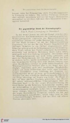 Der gegenwärtige Stand der Kinematographie