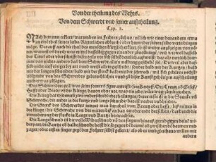 Von der theilung des Wehrs. Vom dem Schwerdt vnd seiner außtheilung. Cap. 2.