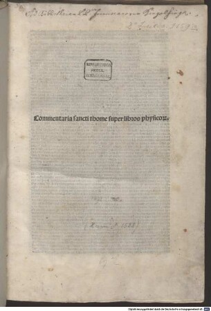 Commentaria super libros Physicorum Aristotelis
