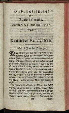 Eilftes Stück, November 1787