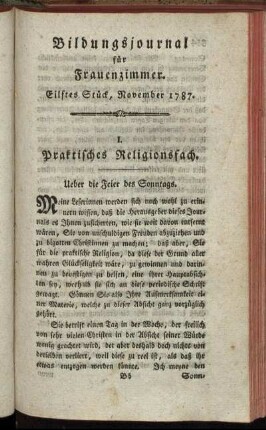 Eilftes Stück, November 1787